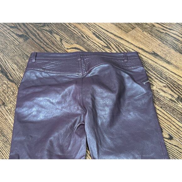 BLK DNM Women's Dark Violet Mid Rise Slim Fit Leather Skinny Ankle Pants Size 28 - Picture 4 of 10